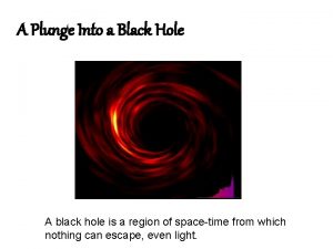 A Plunge Into a Black Hole A black