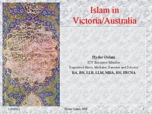 Islam in VictoriaAustralia Hyder Gulam ICV Executive Member