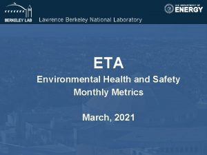 ETA Environmental Health and Safety Monthly Metrics March