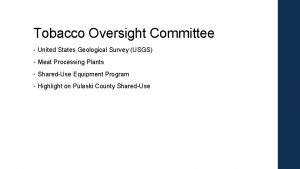 Tobacco Oversight Committee United States Geological Survey USGS