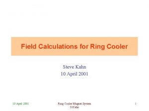 Field Calculations for Ring Cooler Steve Kahn 10