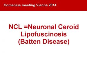 Comenius meeting Vienna 2014 NCL Neuronal Ceroid Lipofuscinosis