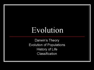 Evolution Darwins Theory Evolution of Populations History of