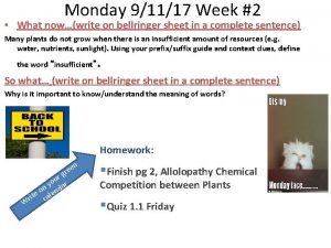 Monday 91117 Week 2 What nowwrite on bellringer