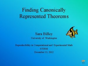 Finding Canonically Represented Theorems Sara Billey University of