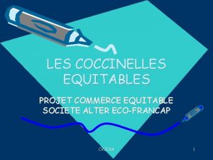 LES COCCINELLES EQUITABLES PROJET COMMERCE EQUITABLE SOCIETE ALTER