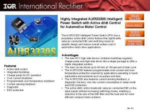 Highly Integrated AUIR 3330 S Intelligent Power Switch