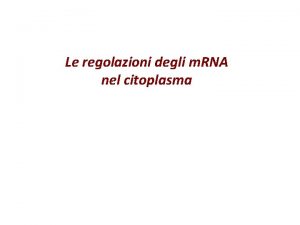 Le regolazioni degli m RNA nel citoplasma Trasporto