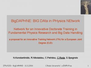 Big DAPHNE BIG DAta in PHysics NEtwork Network