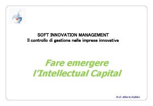 SOFT INNOVATION MANAGEMENT Il controllo di gestione nelle