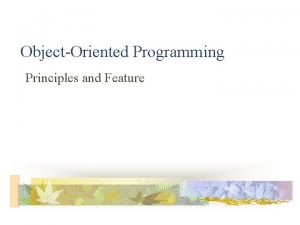 ObjectOriented Programming Principles and Feature Classes and Objects