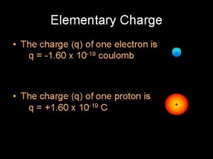 Elementary Charge The charge q of one electron