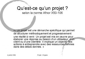 Questce quun projet selon la norme Afnor X