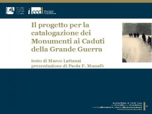 Il progetto per la catalogazione dei Monumenti ai