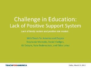 Challenge in Education Lack of Positive Support System