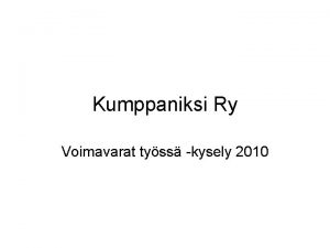 Kumppaniksi Ry Voimavarat tyss kysely 2010 Sukupuolijakauma Ikjakauma
