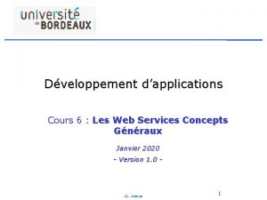 Dveloppement dapplications Cours 6 Les Web Services Concepts