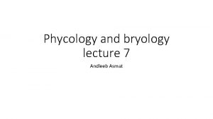 Phycology and bryology lecture 7 Andleeb Asmat Phycomycota
