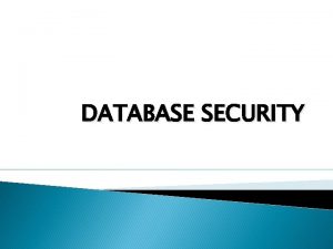 DATABASE SECURITY Definition Database Security is the mechanism