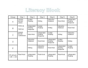 Literacy Block Group A Day 1 Teacherdirected Lesson