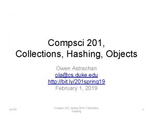 Compsci 201 Collections Hashing Objects Owen Astrachan olacs