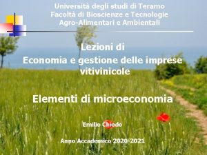 Universit degli studi di Teramo Facolt di Bioscienze