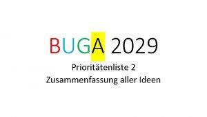 BUGA 2029 Priorittenliste 2 Zusammenfassung aller Ideen Osteinscher