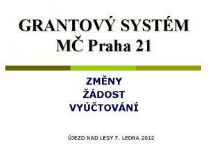 GRANTOV SYSTM M Praha 21 ZMNY DOST VYTOVN