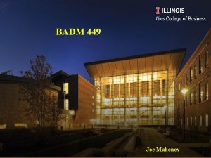 BADM 449 Joe Mahoney 1 Strategic Management Business