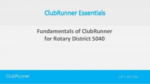 Club Runner Essentials Fundamentals of Club Runner for Club Runner Essentials Fundamentals of Club Runner for