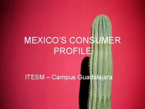 MEXICOS CONSUMER PROFILE ITESM Campus Guadalajara PEOPLE Most