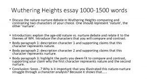 Wuthering Heights essay 1000 1500 words Discuss the