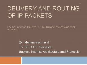 1 DELIVERY AND ROUTING OF IP PACKETS KEY