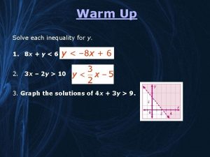 Warm Up Solve each inequality for y 1