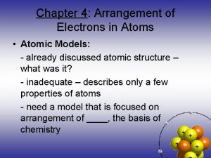 Chapter 4 Arrangement of Electrons in Atoms Atomic