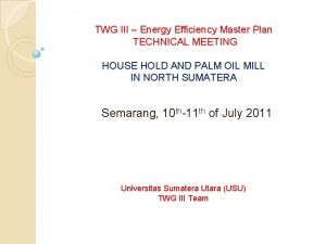 TWG III Energy Efficiency Master Plan TECHNICAL MEETING