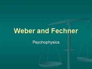 Weber and Fechner Psychophysics Afterimages n n Examples