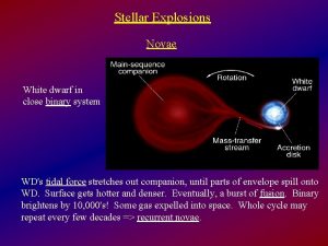 Stellar Explosions Novae White dwarf in close binary