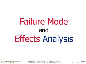 Failure Mode and Effects Analysis 2011 Cayman Business