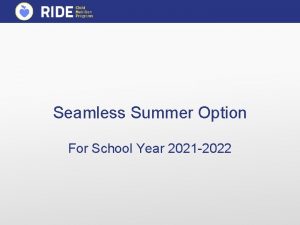 Seamless Summer Option For School Year 2021 2022