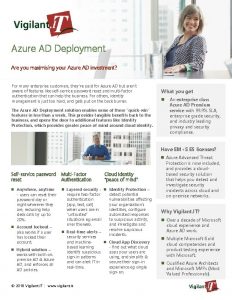 Azure AD Deployment Are you maximising your Azure