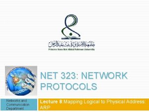 1 NET 323 NETWORK PROTOCOLS Networks and Communication