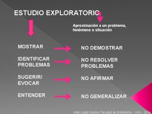 ESTUDIO EXPLORATORIO Aproximacin a un problema fenmeno o