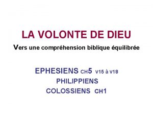 LA VOLONTE DE DIEU vers une comprhension biblique