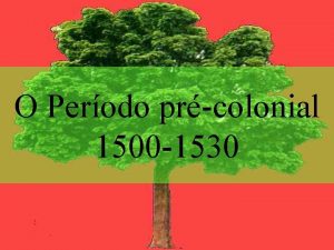O Perodo prcolonial 1500 1530 Interesses dos portugueses