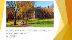 Expecting Better An Economists Approach to Pregnancy Professor