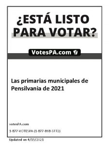 Las primarias municipales de Pensilvania de 2021 votes