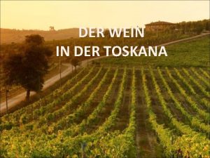 DER WEIN IN DER TOSKANA Die Toskana ist