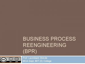 BUSINESS PROCESS REENGINEERING BPR Prof Laxmikant Shinde MCA