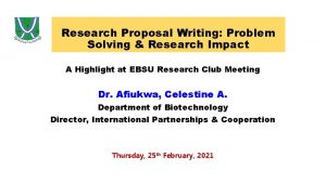 Research Proposal Writing Problem Solving Research Impact A